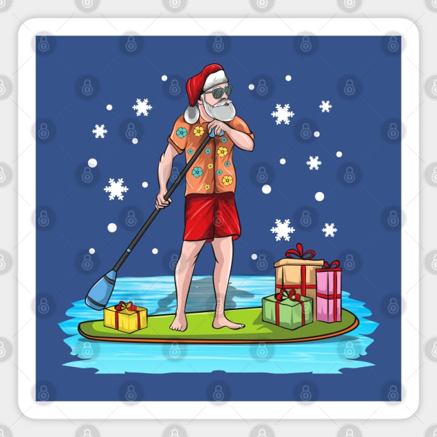 Paddle Board Santa Christmas In July Water Sports Magnet by E